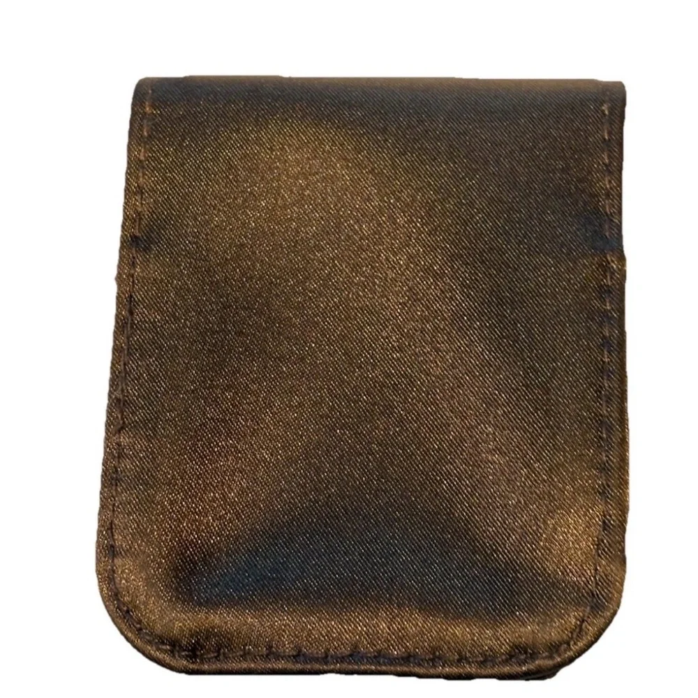 Earbud Case Sleek Shiny Bronze Brown Snap Closure